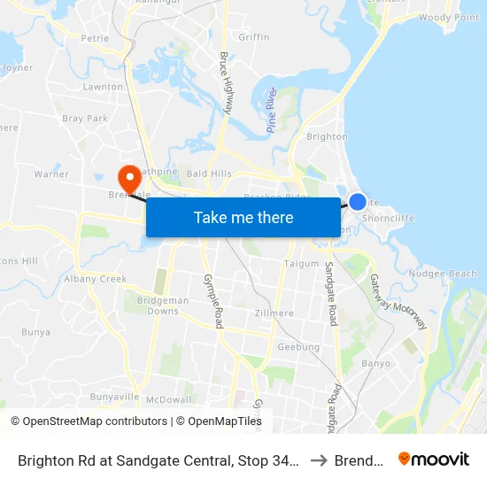 Brighton Rd at Sandgate Central, Stop 34/33 to Brendale map