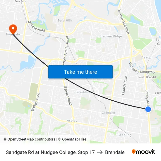 Sandgate Rd at Nudgee College, Stop 17 to Brendale map