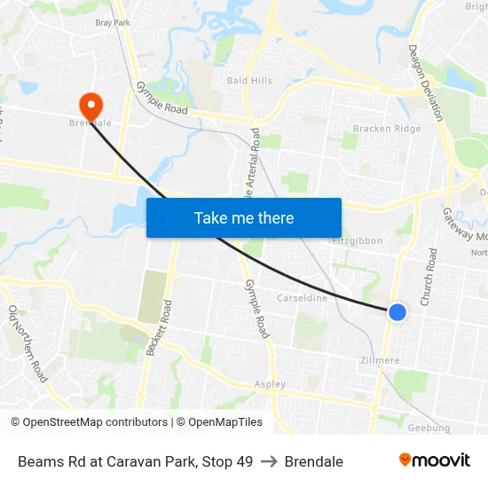 Beams Rd at Caravan Park, Stop 49 to Brendale map