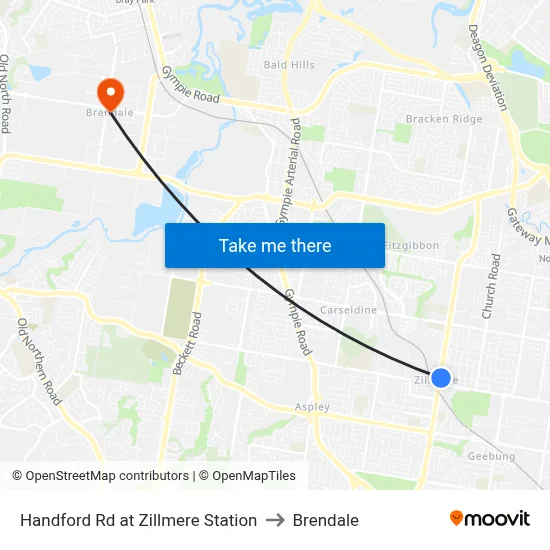 Handford Rd at Zillmere Station to Brendale map