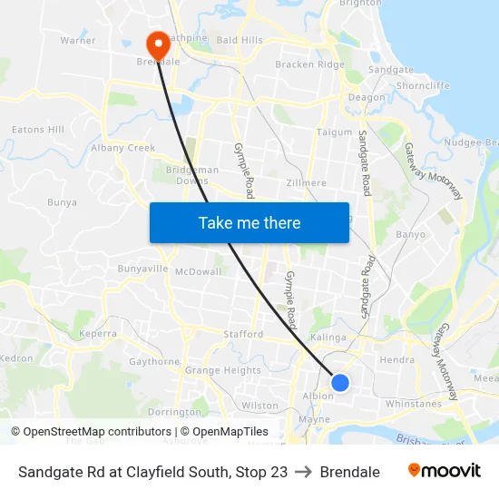 Sandgate Rd at Clayfield South, Stop 23 to Brendale map