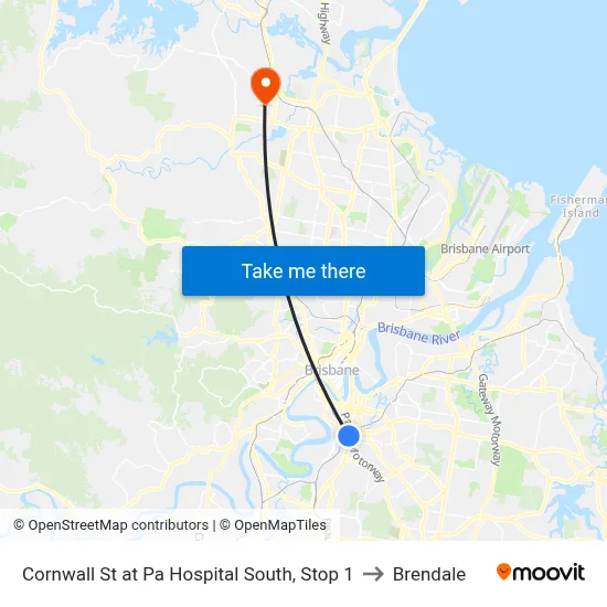 Cornwall St at Pa Hospital South, Stop 1 to Brendale map