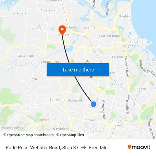 Rode Rd at Webster Road, Stop 37 to Brendale map