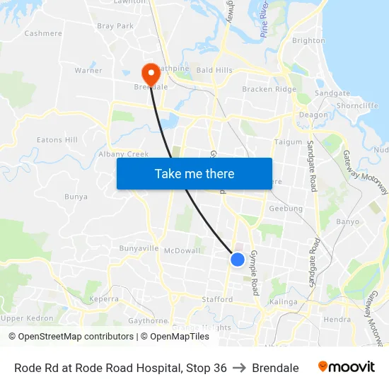 Rode Rd at Rode Road Hospital, Stop 36 to Brendale map