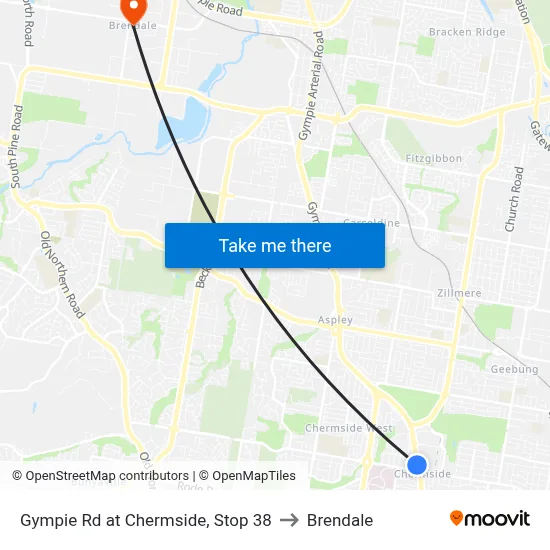 Gympie Rd at Chermside, Stop 38 to Brendale map