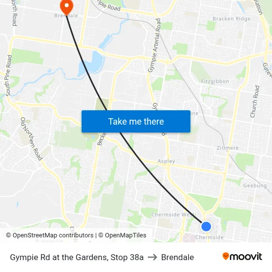 Gympie Rd at the Gardens, Stop 38a to Brendale map