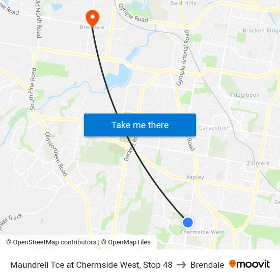 Maundrell Tce at Chermside West, Stop 48 to Brendale map
