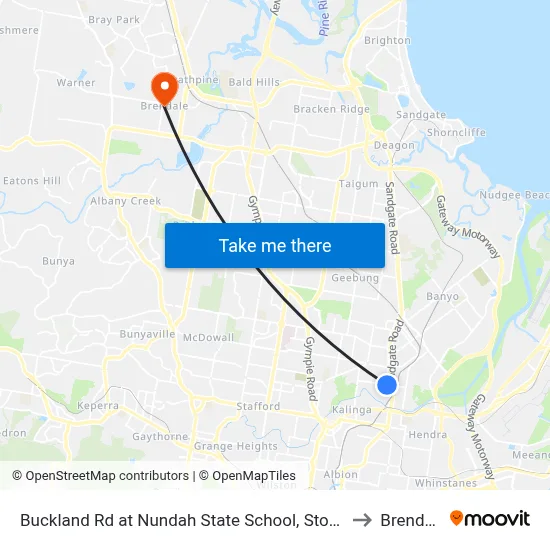 Buckland Rd at Nundah State School, Stop 38a to Brendale map