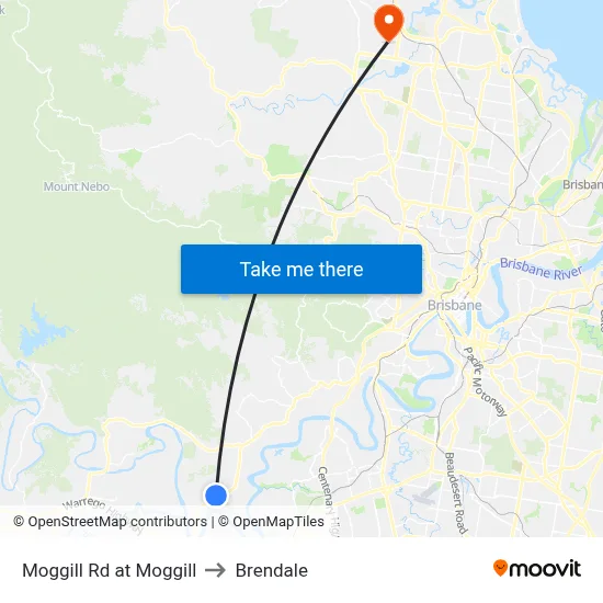 Moggill Rd at Moggill to Brendale map