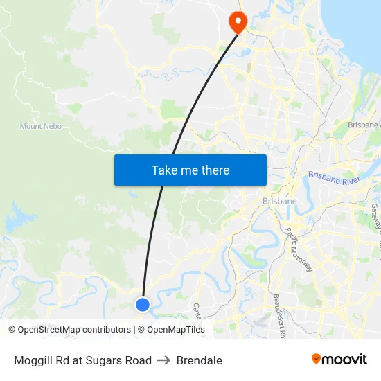 Moggill Rd at Sugars Road to Brendale map