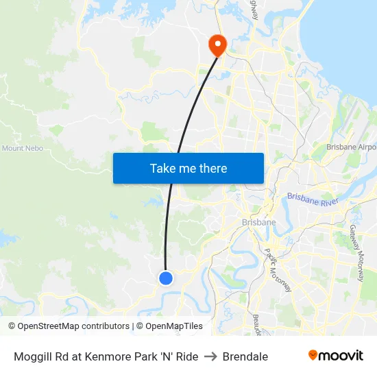 Moggill Rd at Kenmore Park 'N' Ride to Brendale map