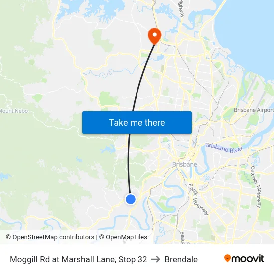 Moggill Rd at Marshall Lane, Stop 32 to Brendale map