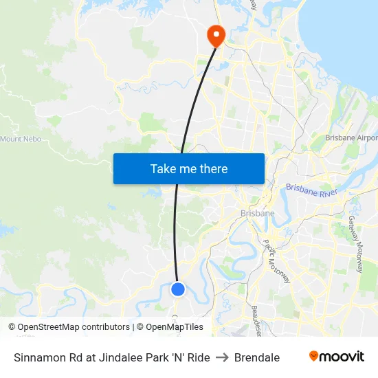 Sinnamon Rd at Jindalee Park 'N' Ride to Brendale map