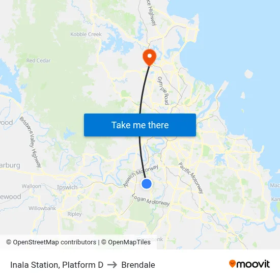 Inala Station, Platform D to Brendale map
