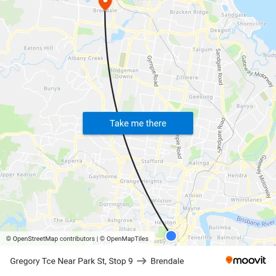 Gregory Tce Near Park St, Stop 9 to Brendale map