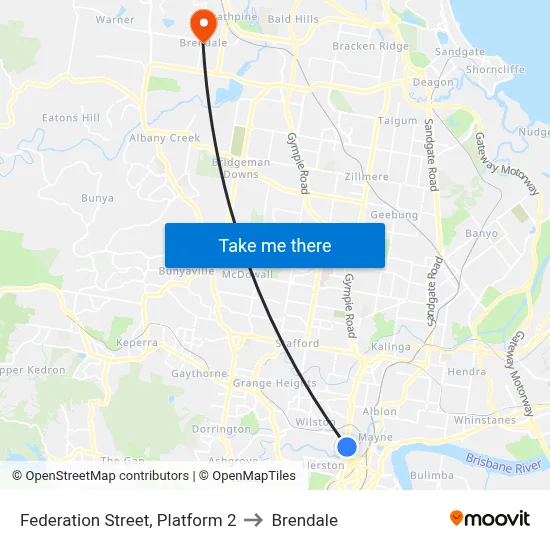 Federation Street, Platform 2 to Brendale map
