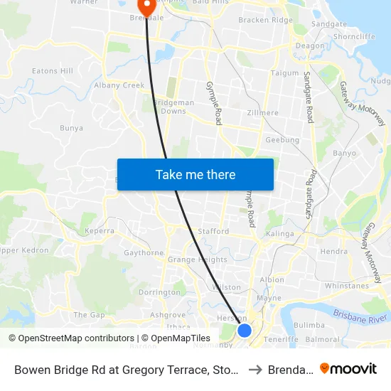 Bowen Bridge Rd at Gregory Terrace, Stop 7 to Brendale map