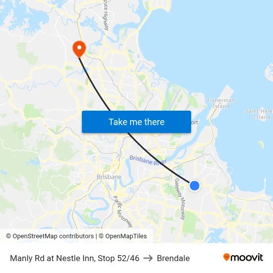 Manly Rd at Nestle Inn, Stop 52/46 to Brendale map