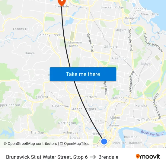 Brunswick St at Water Street, Stop 6 to Brendale map