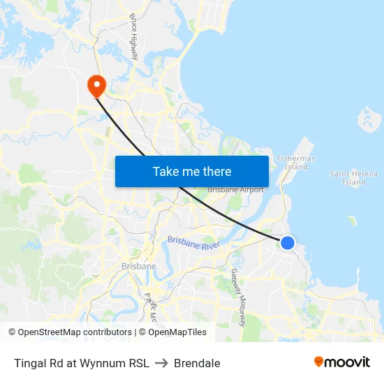 Tingal Rd at Wynnum RSL to Brendale map