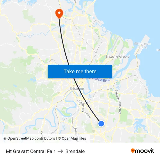 Mt Gravatt Central Fair to Brendale map