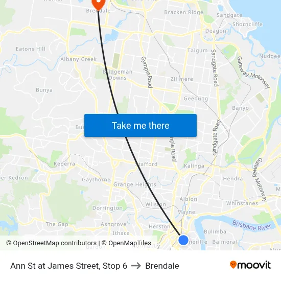 Ann St at James Street, Stop 6 to Brendale map