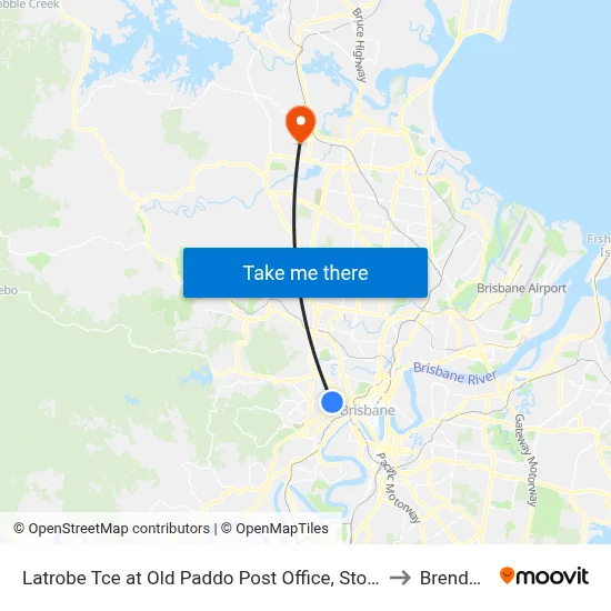 Latrobe Tce at Old Paddo Post Office, Stop 8 to Brendale map