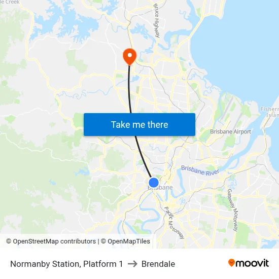 Normanby Station, Platform 1 to Brendale map