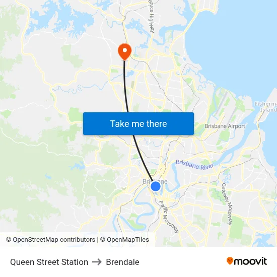 Queen Street Station to Brendale map