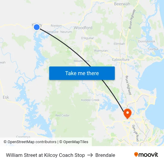 William Street at Kilcoy Coach Stop to Brendale map