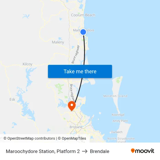 Maroochydore Station, Platform 2 to Brendale map