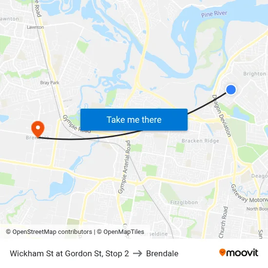 Wickham St at Gordon St, Stop 2 to Brendale map