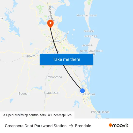 Greenacre Dr at Parkwood Station to Brendale map