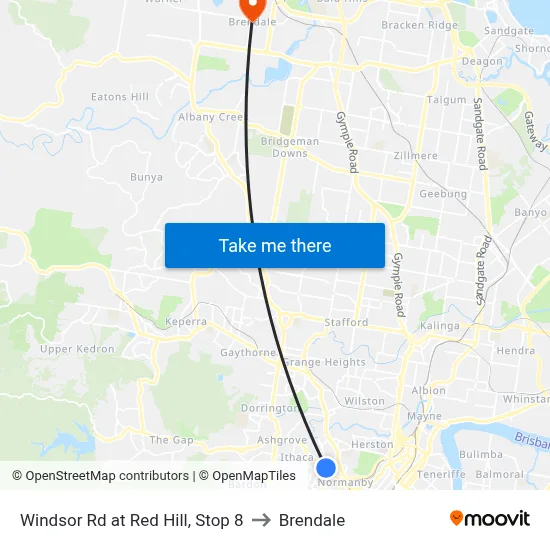 Windsor Rd at Red Hill, Stop 8 to Brendale map