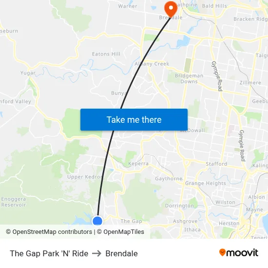 The Gap Park 'N' Ride to Brendale map