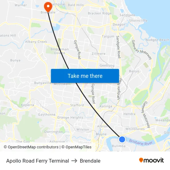 Apollo Road Ferry Terminal to Brendale map
