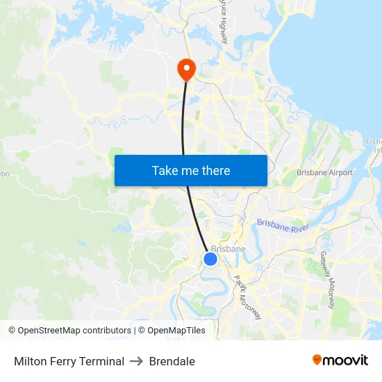 Milton Ferry Terminal to Brendale map