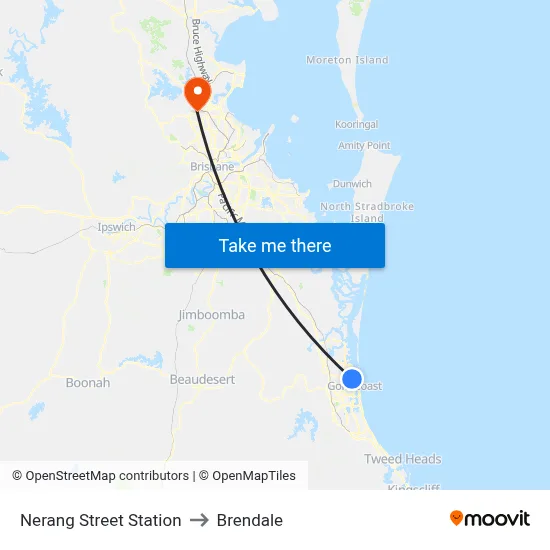 Nerang Street Station to Brendale map
