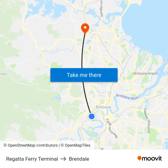 Regatta Ferry Terminal to Brendale map