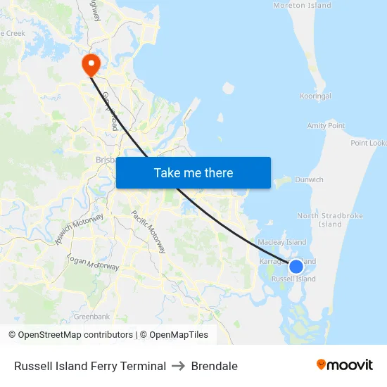 Russell Island Ferry Terminal to Brendale map
