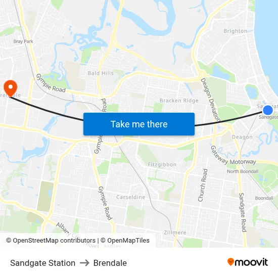 Sandgate Station to Brendale map