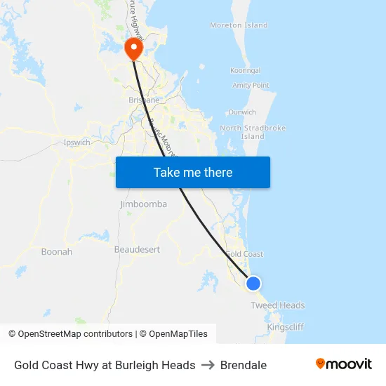 Gold Coast Hwy at Burleigh Heads to Brendale map