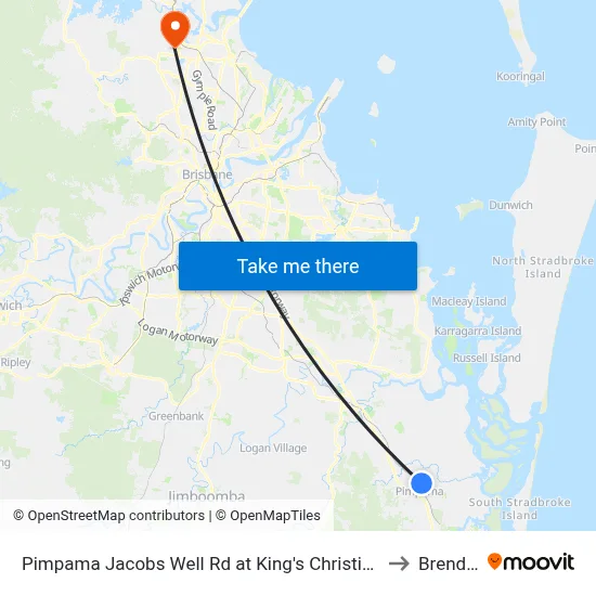 Pimpama Jacobs Well Rd at King's Christian College to Brendale map