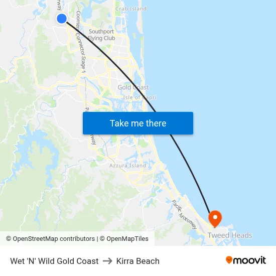 Wet 'N' Wild Gold Coast to Kirra Beach map
