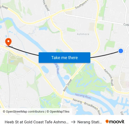 Heeb St at Gold Coast Tafe Ashmore to Nerang Station map