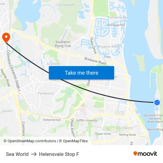 Sea World to Helensvale Stop F map