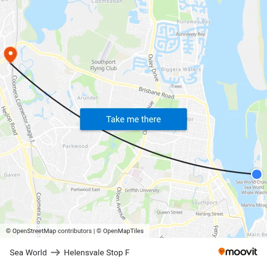 Sea World to Helensvale Stop F map