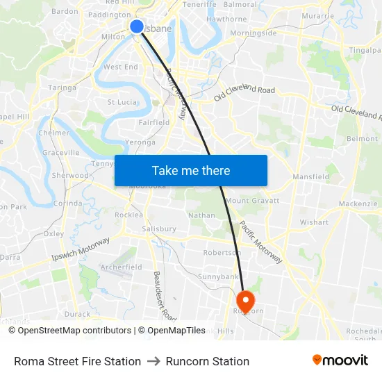Roma Street Fire Station to Runcorn Station map
