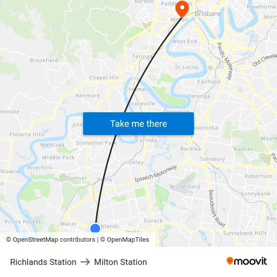 Richlands Station to Milton Station map