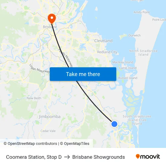 Coomera Station, Stop D to Brisbane Showgrounds map